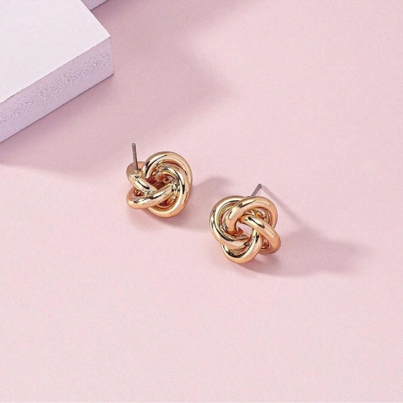 Gold Knot Earrings - Picture 3 of 4